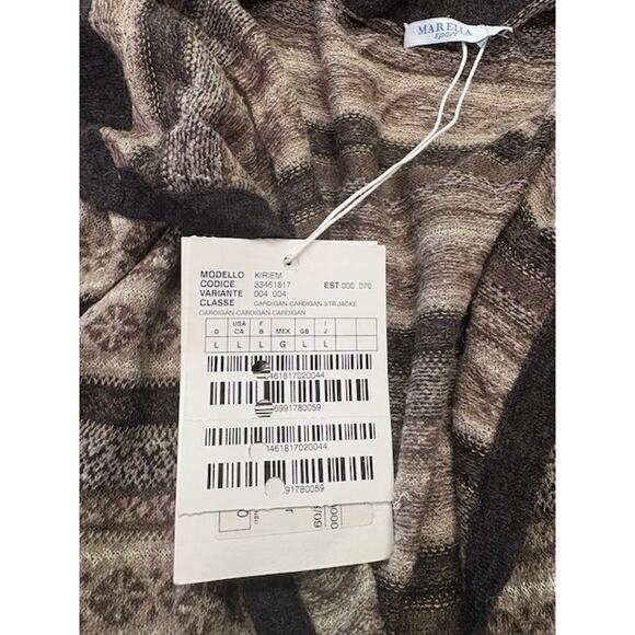NWT Marella Sport Striped Cardigan Knitted Sweater Open Front Brown Womens Sz L - Picture 6 of 14